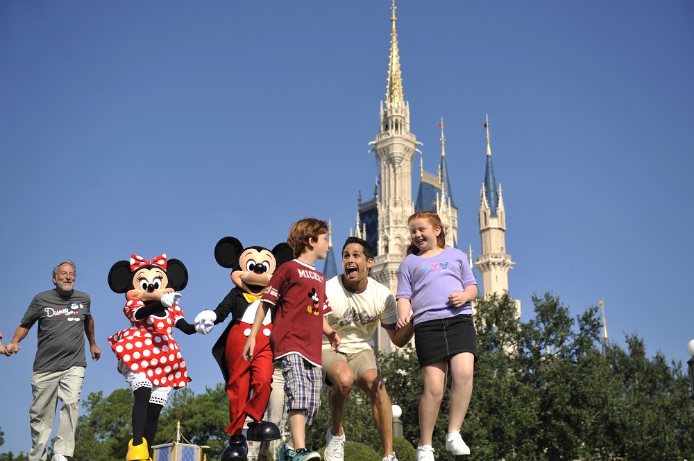 Family in front of Cinderella's castle