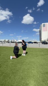 Engaged couple at Kennedy Space Center